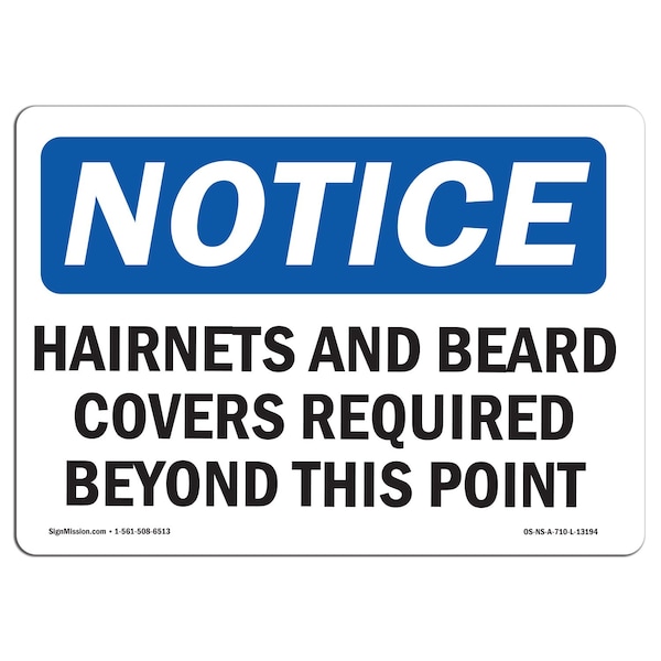 OSHA, Hairnets & Beard Covers Required Beyond, 24in X 18in Rigid Plastic, 24" W, 18" H, Landscape